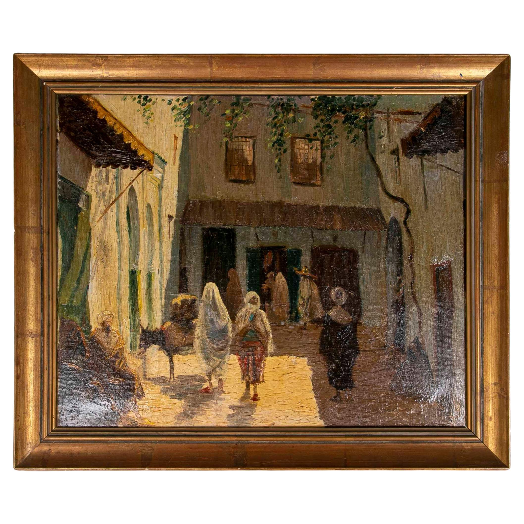 19th Century Spanish Orientalist Framed Oil on Canvas Painting