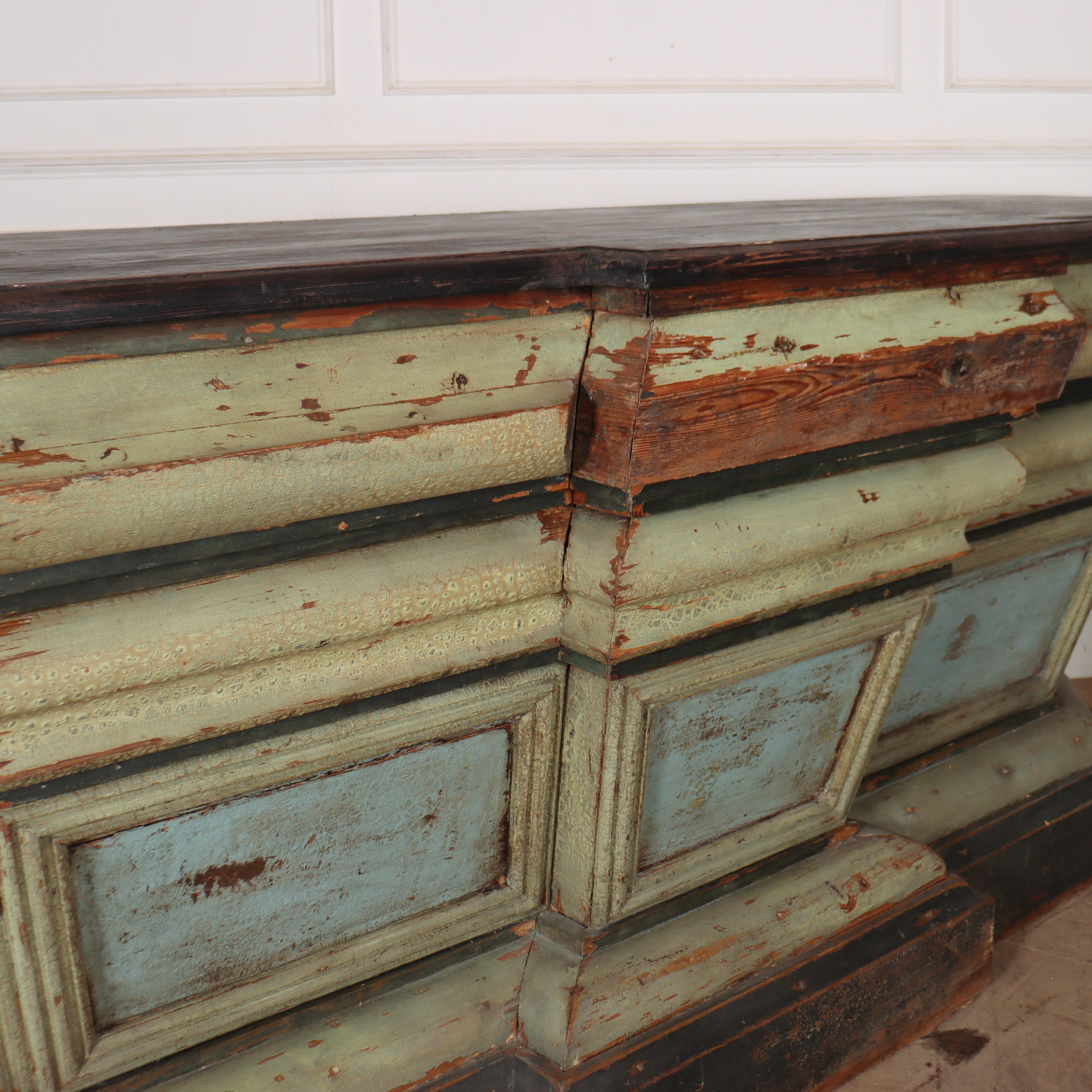 Pine 19th Century Spanish Original Painted Shop Counter