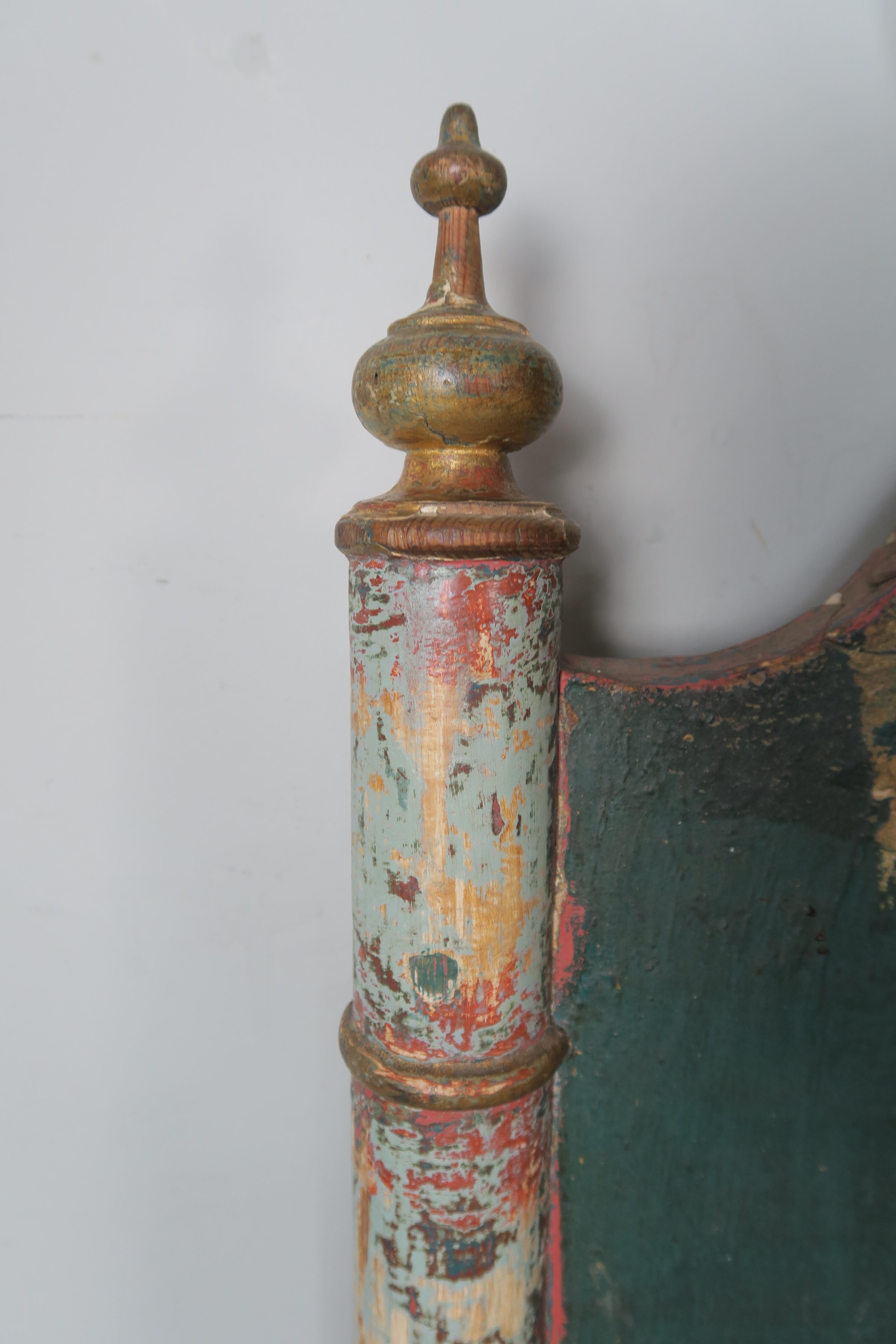 19th Century Spanish Painted and Parcel-Gilt Headboard 1