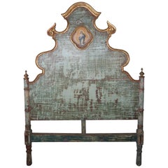 19th Century Spanish Painted and Parcel-Gilt Headboard