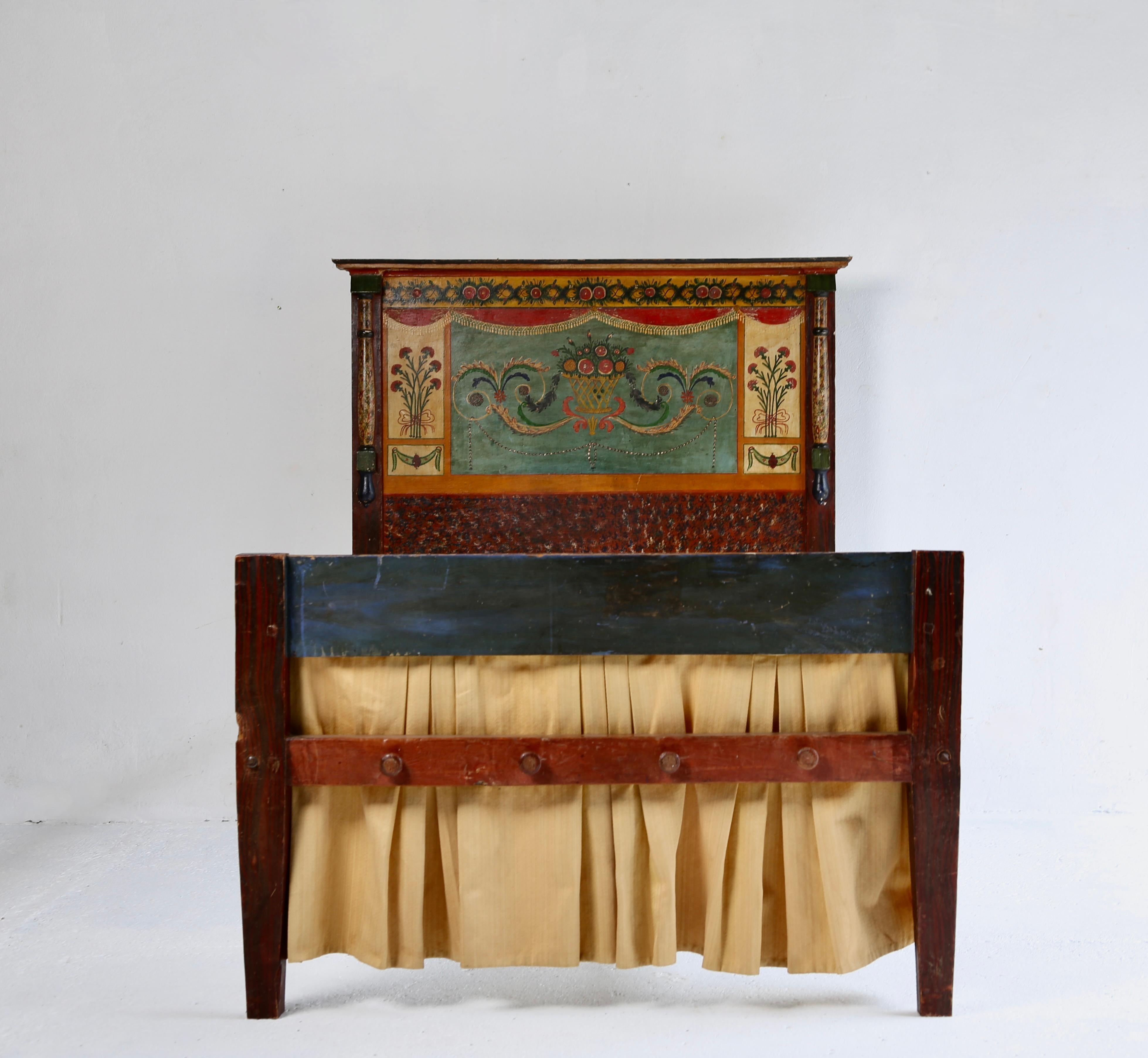 Wood 19th Century Spanish Painted Bed For Sale