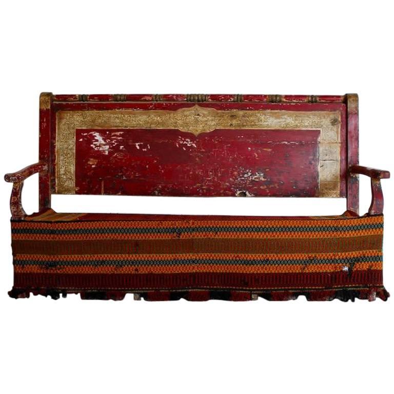 19th Century Spanish Painted Bench from Andalucía