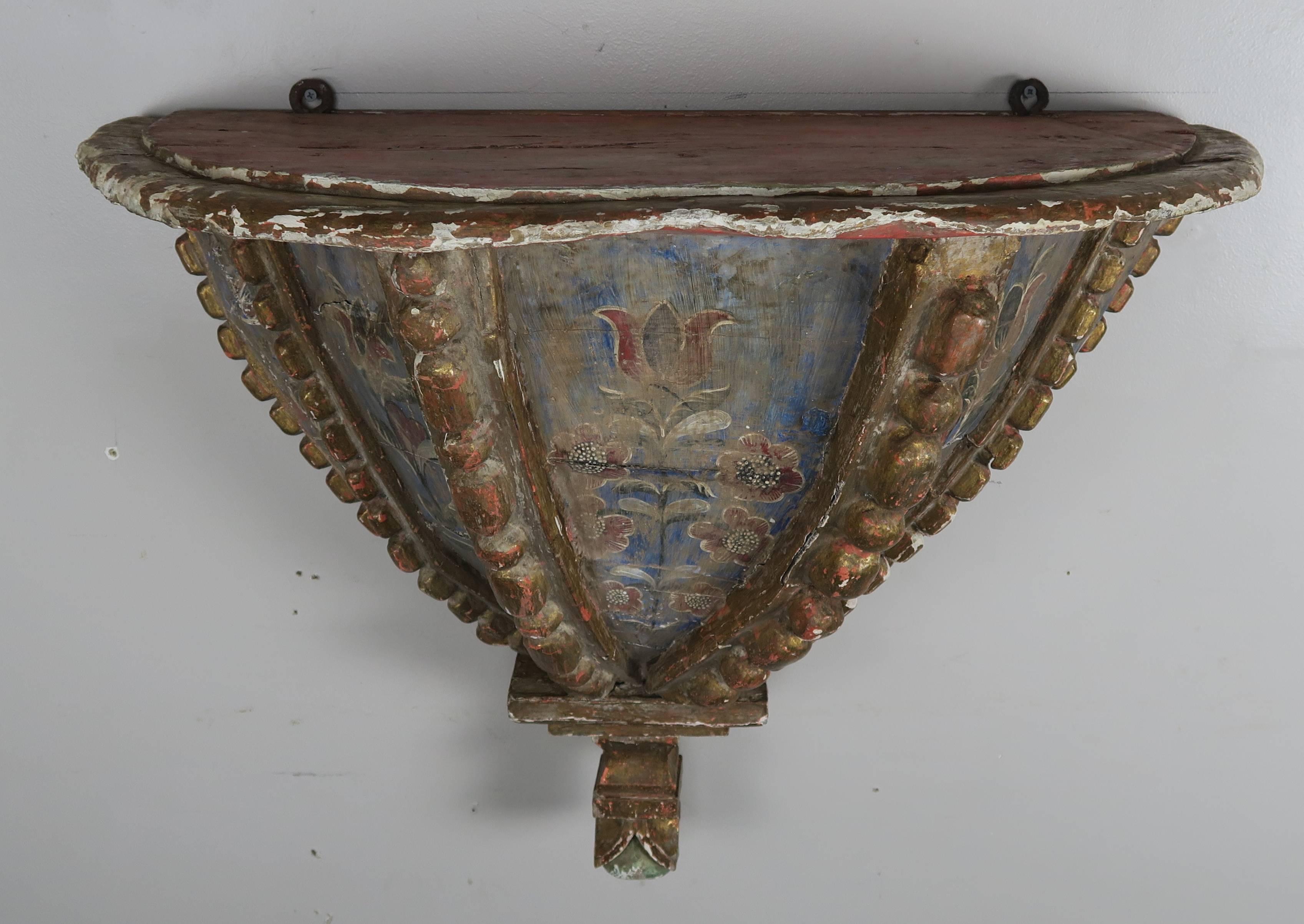 19th Century Spanish Painted Corbel/Shelf 1