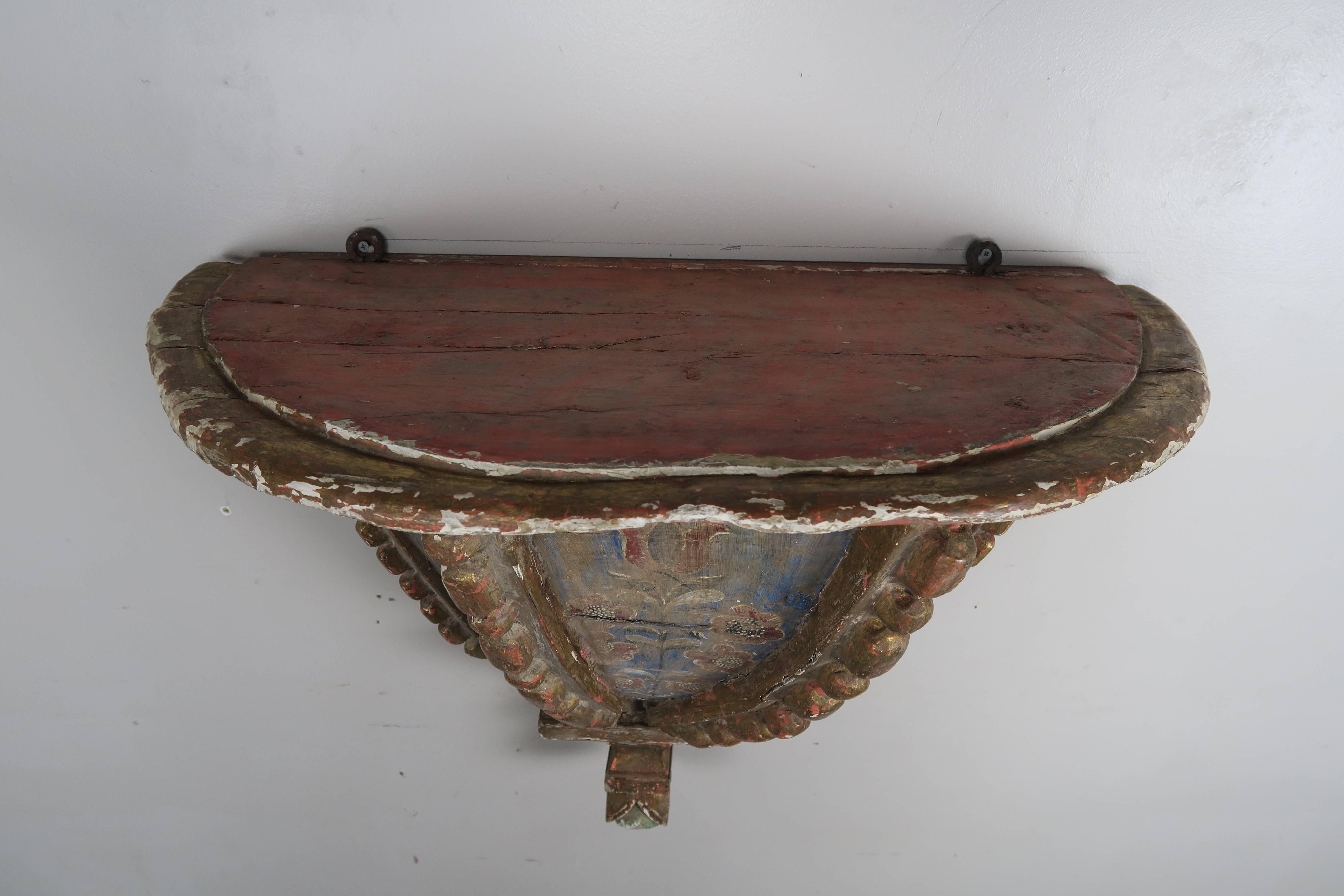 Spanish Colonial 19th Century Spanish Painted Corbel/Shelf