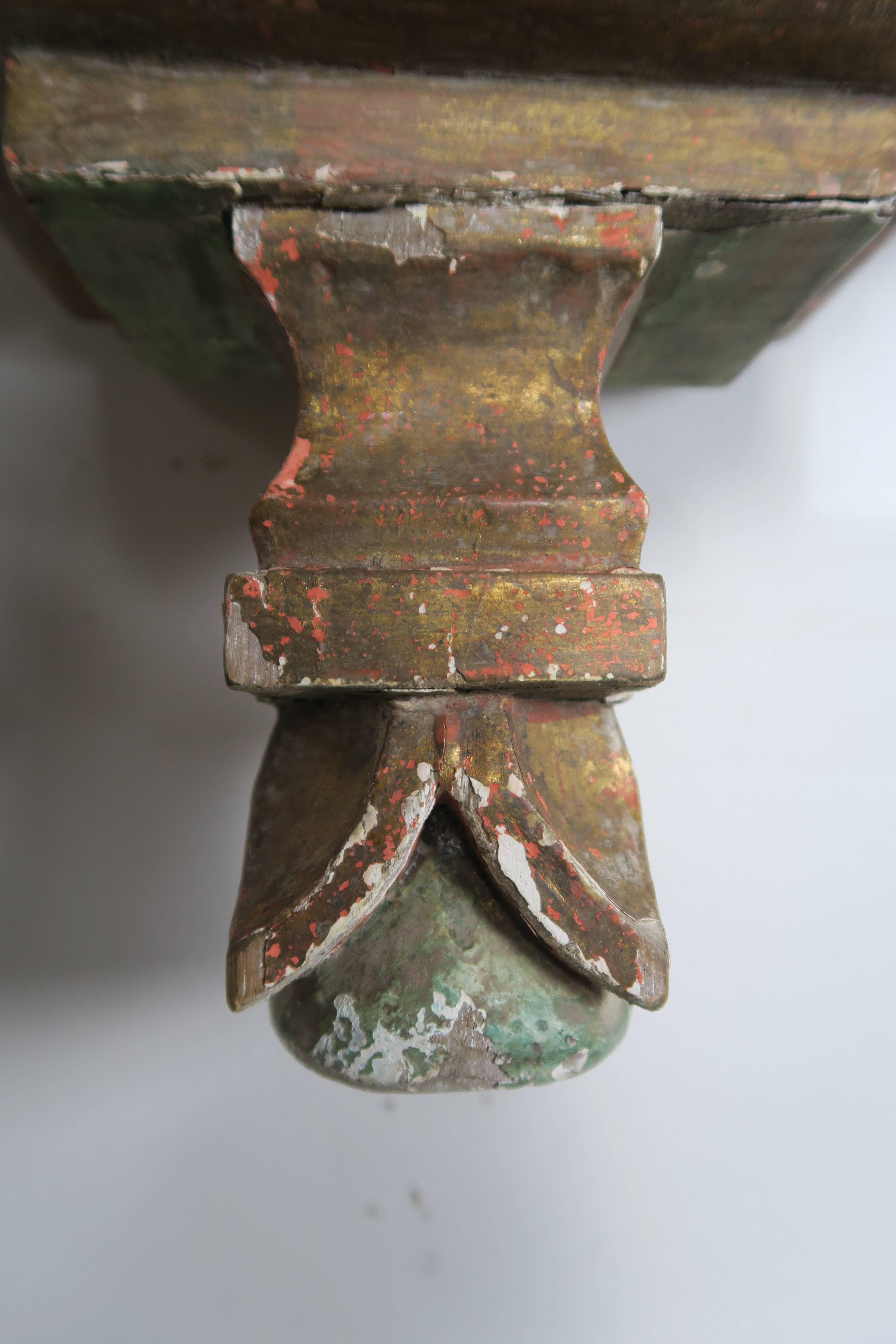Wood 19th Century Spanish Painted Corbel/Shelf