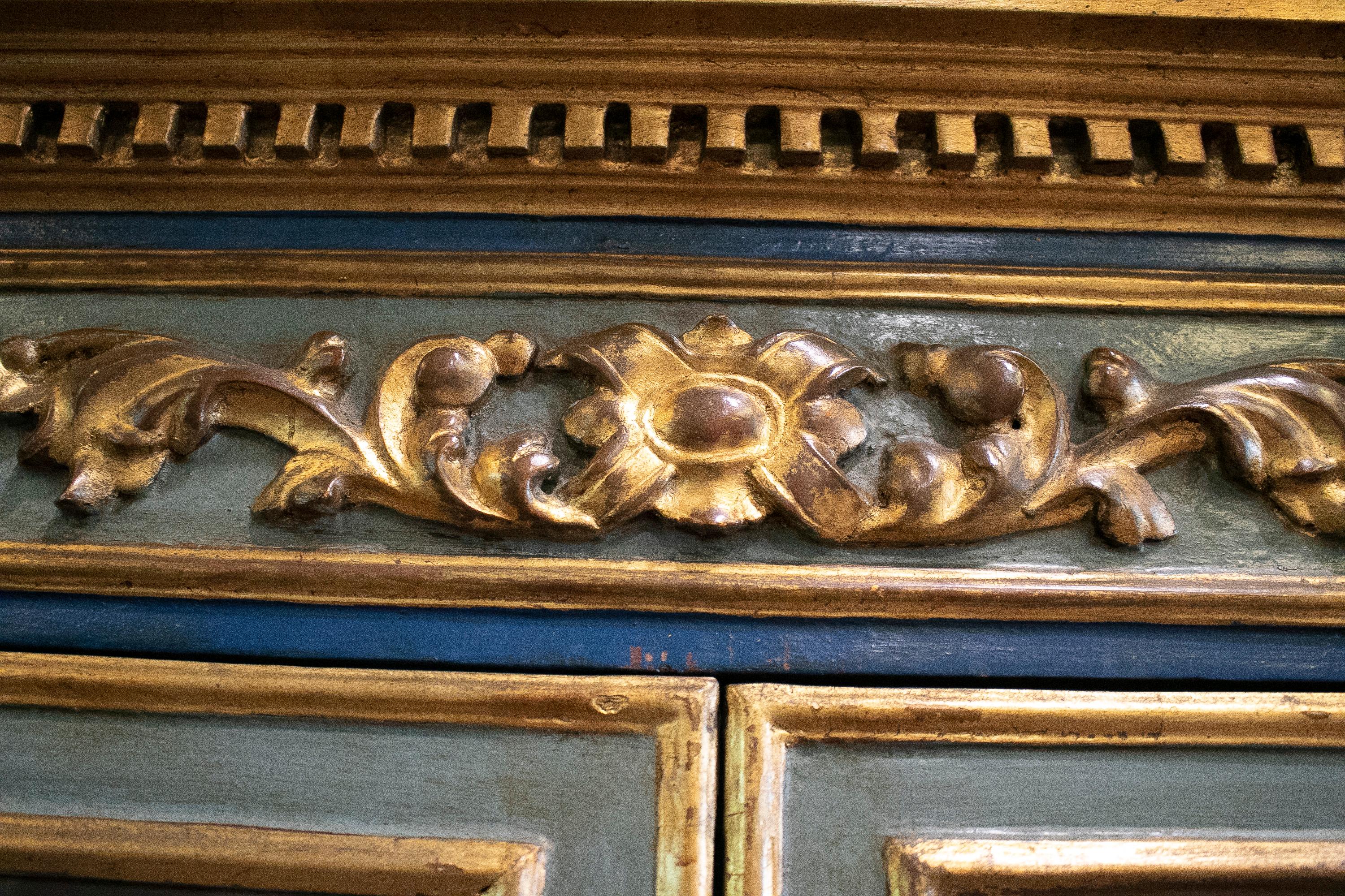 19th Century Spanish Painted Glass Cabinet w/ Doors and Corinthian Columns 10