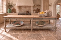 19th Century Spanish Painted Sage Green Pine Draperies Table.