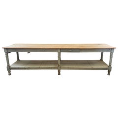 19th Century Spanish Painted Sage Green Pine Draperies Table.