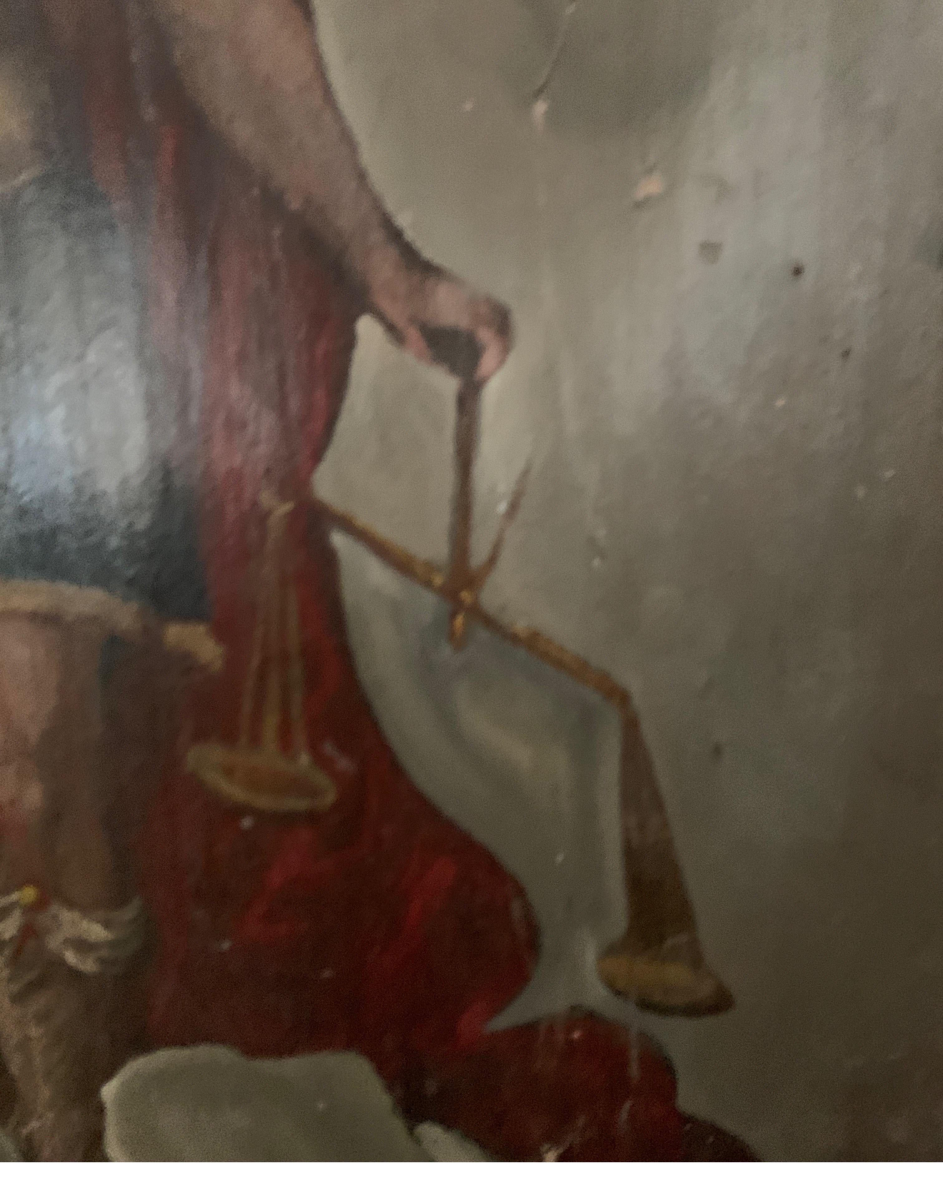 Panneau espagnol du 19ème siècle avec peinture de Saint Michel Archange en vente 9