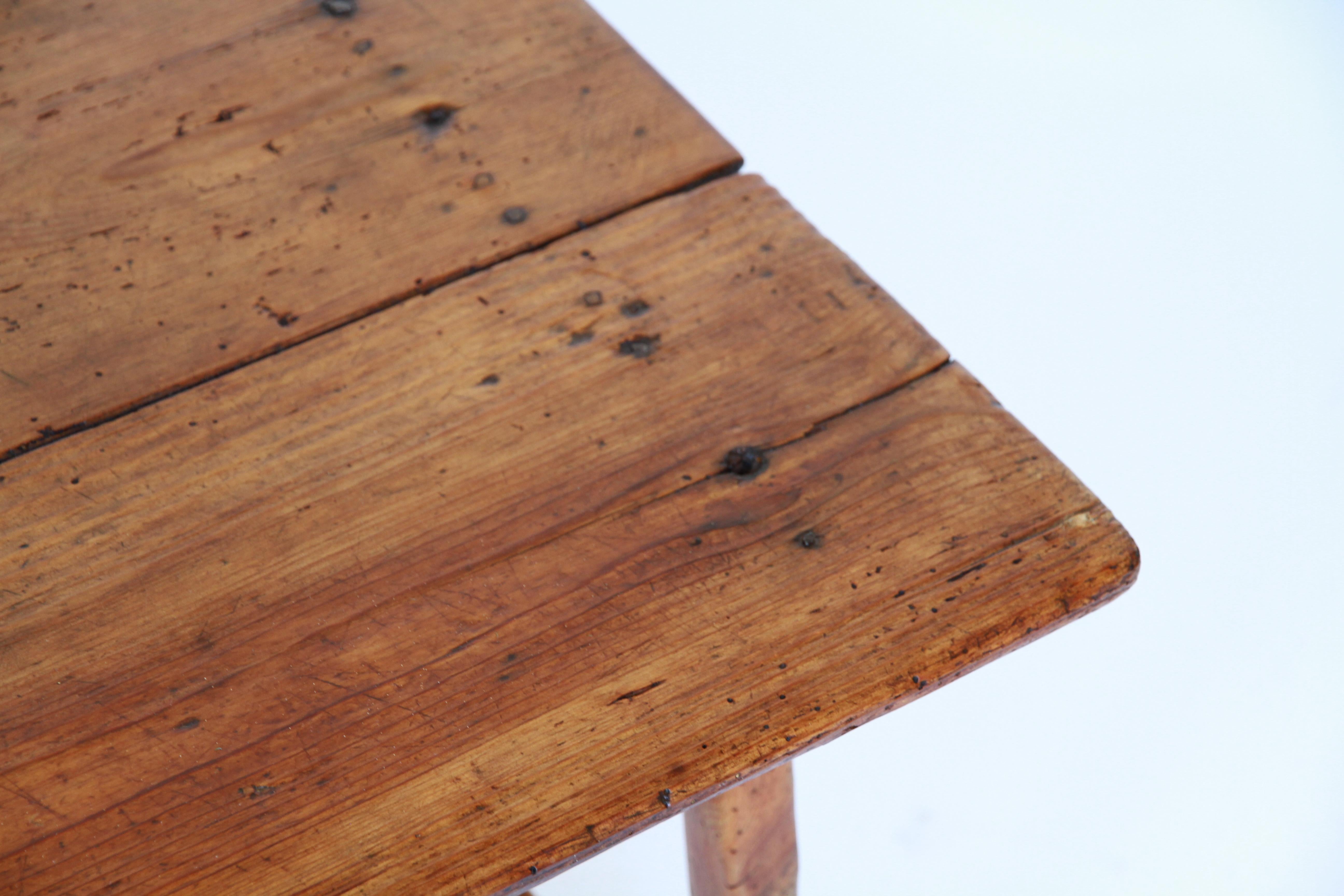 19th Century Spanish Pine Low Table with Hand-Forged Iron Nail Detail 2