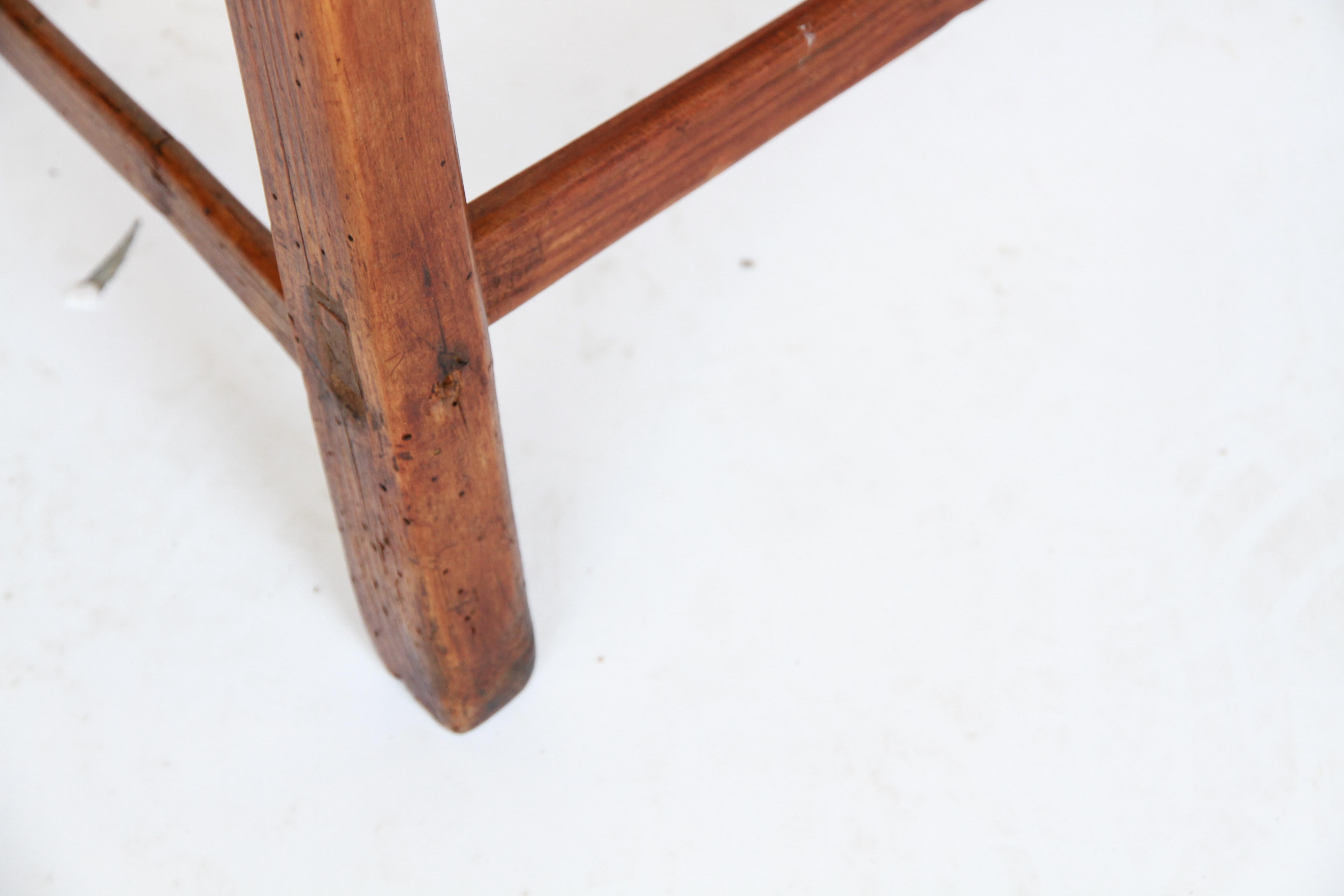 19th Century Spanish Pine Low Table with Hand-Forged Iron Nail Detail 3