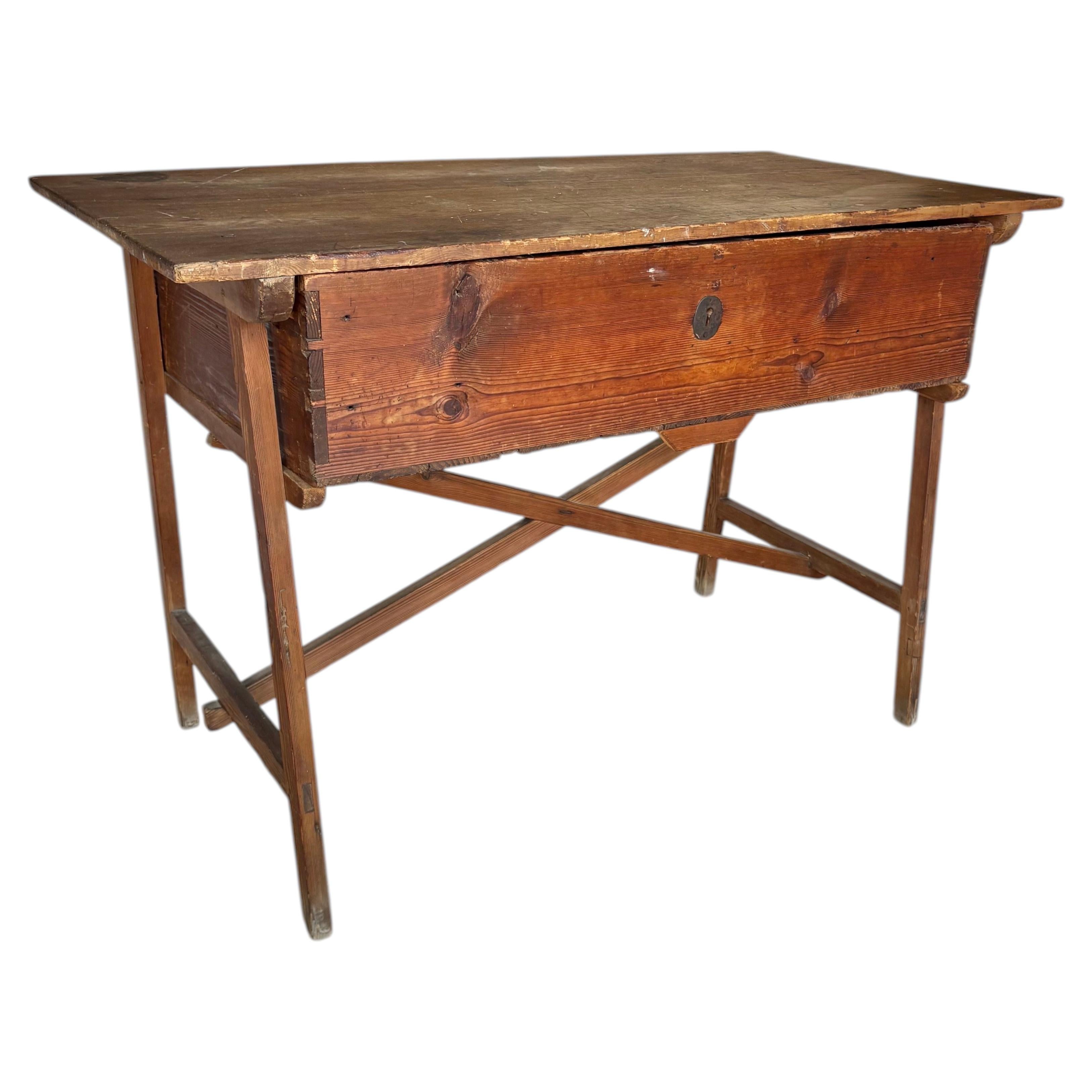 19th Century Spanish Pine One Drawer Side Table For Sale