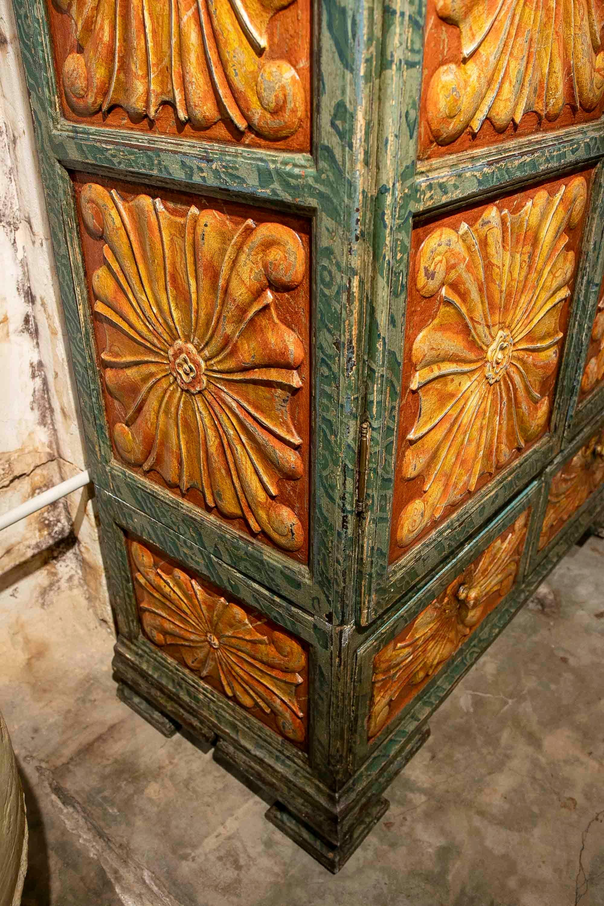 19th Century Spanish Polychromed Cupboard with Doors 12