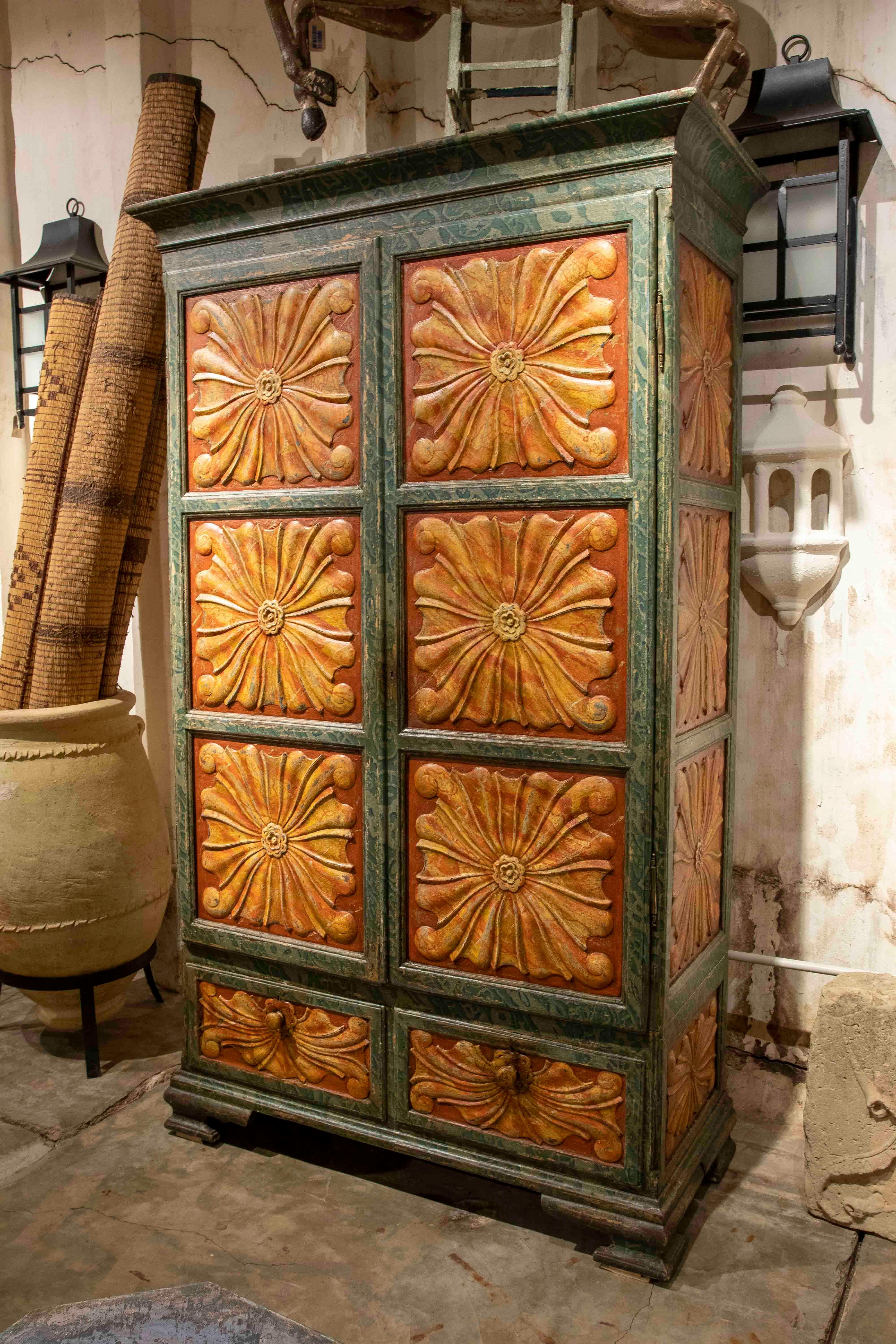 19th Century Spanish Polychromed Cupboard with Doors 15