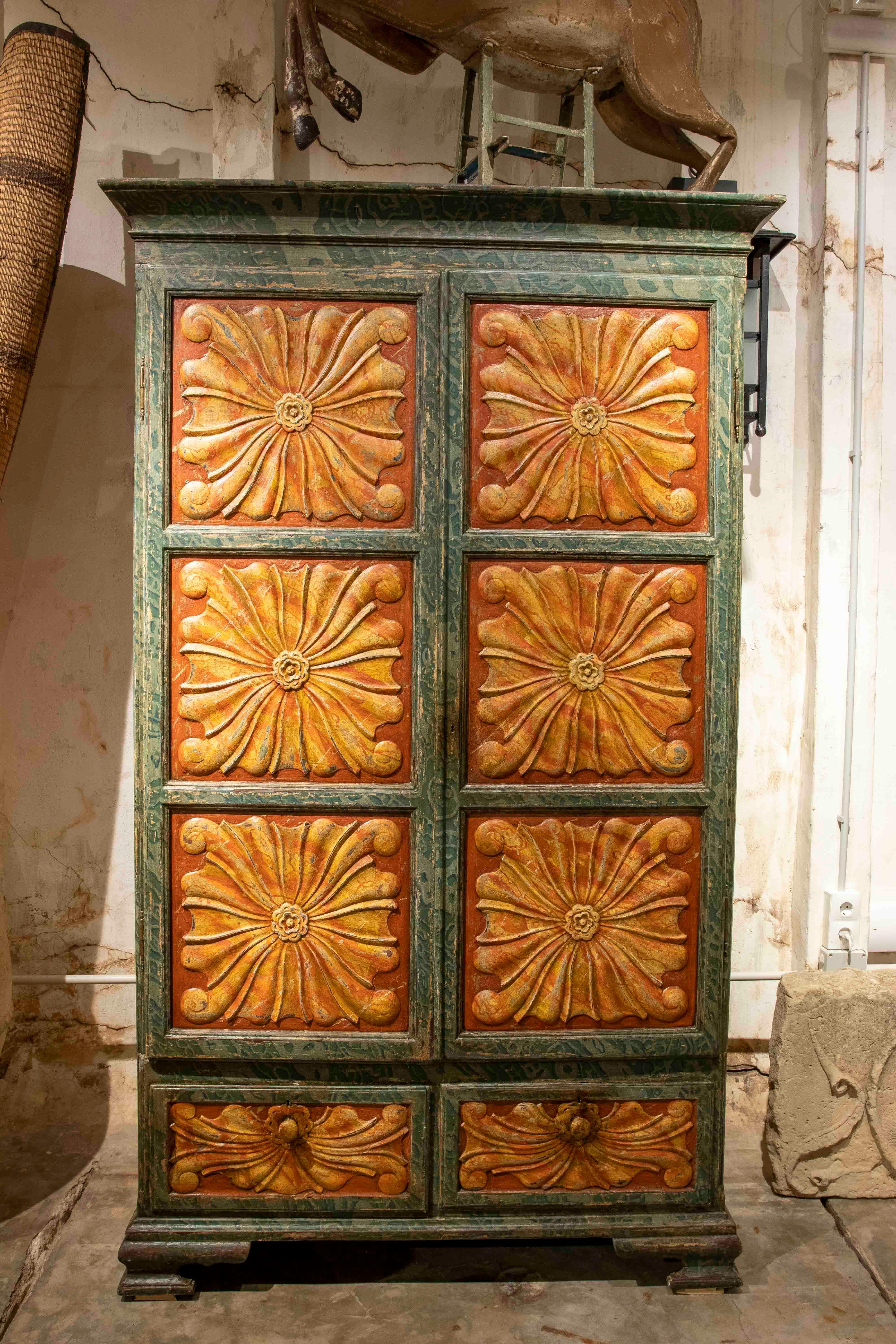 19th Century Spanish Polychromed Cupboard with Doors 2