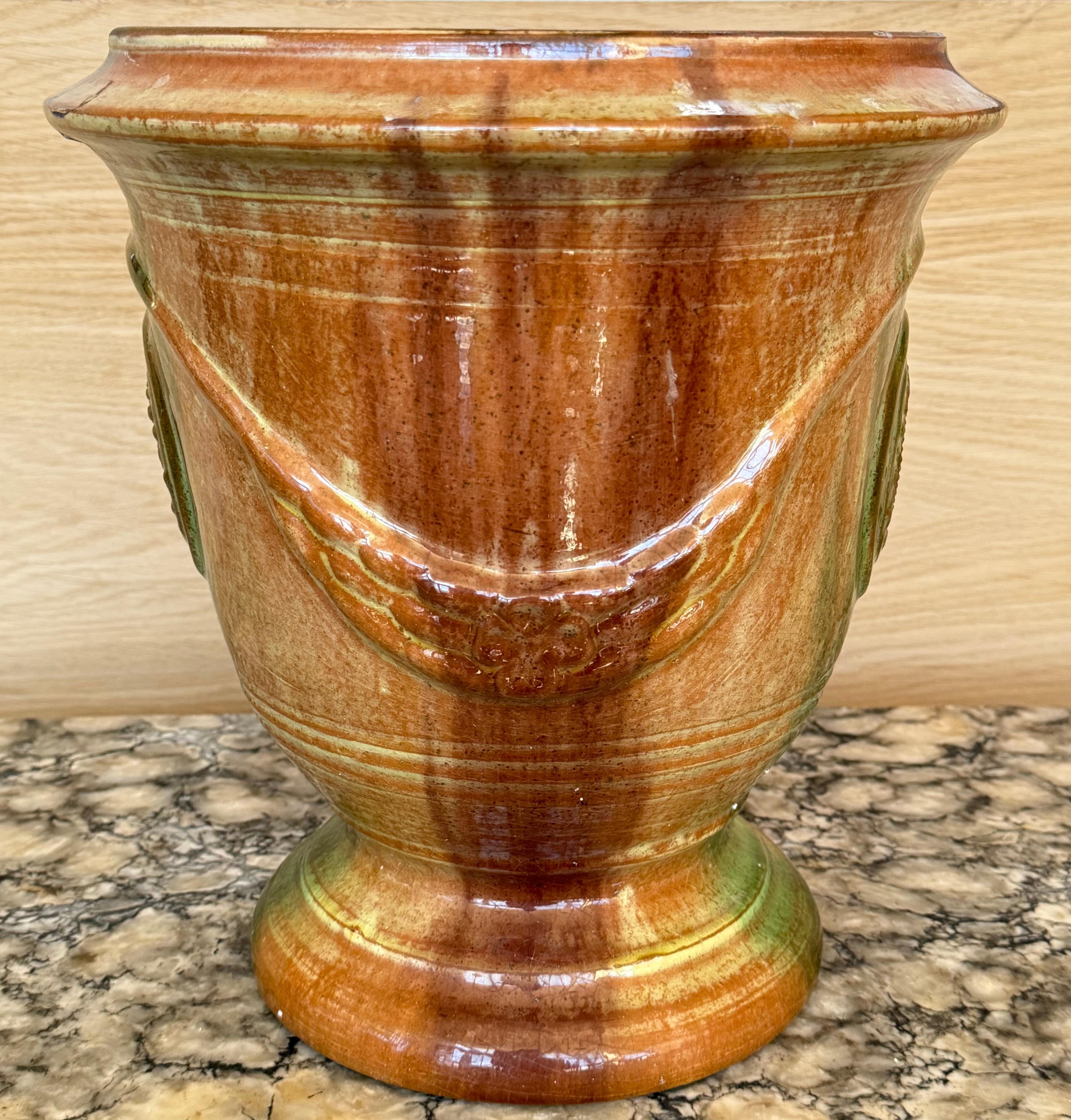 Baroque Jardiniere en poterie espagnole du 19e siècle à glaçure verte en vente