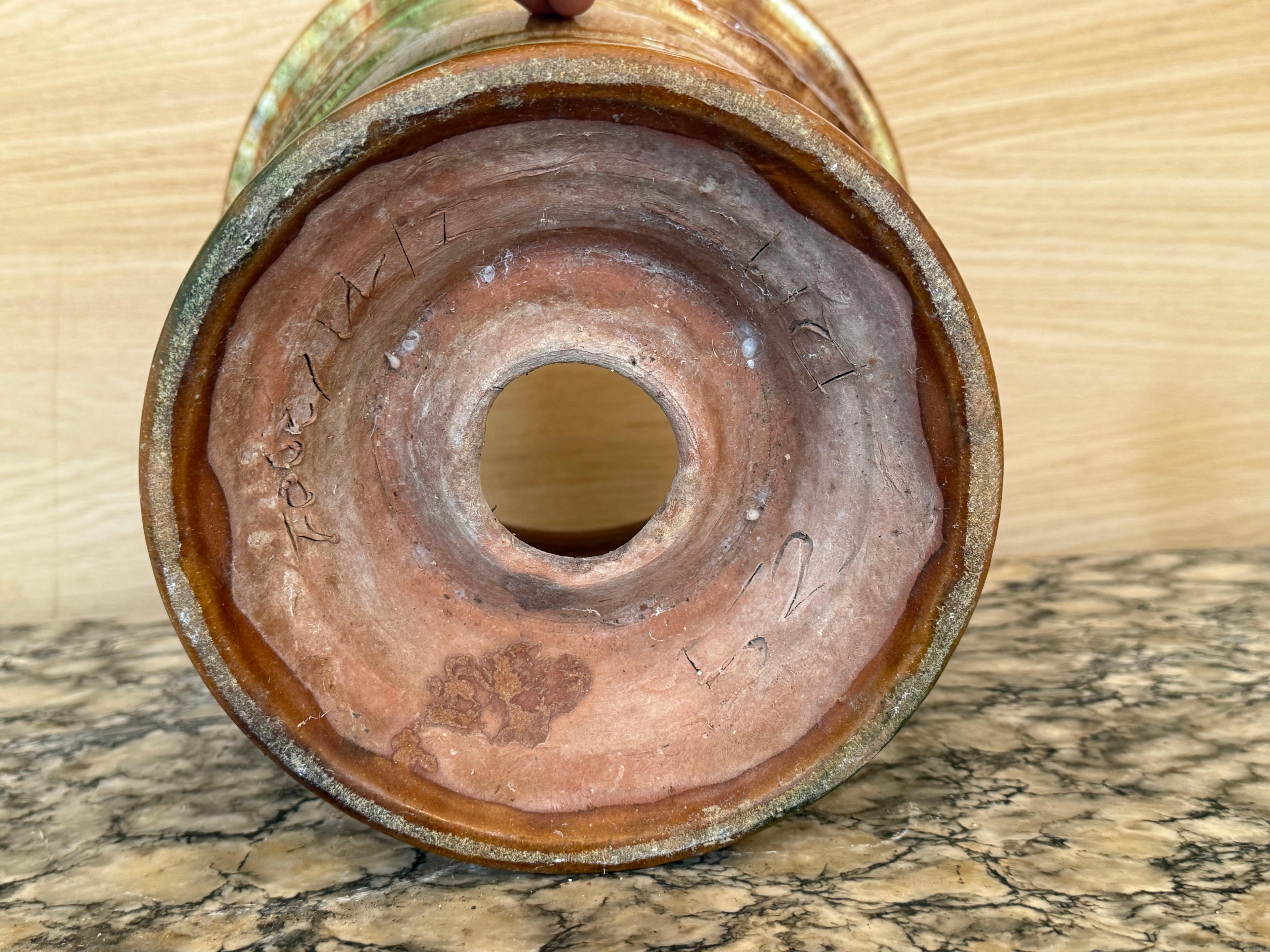 Jardiniere en poterie espagnole du 19e siècle à glaçure verte en vente 1