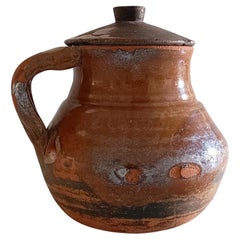19th Century Spanish Rustic Patinated Terracotta Cooking Lidded Olla