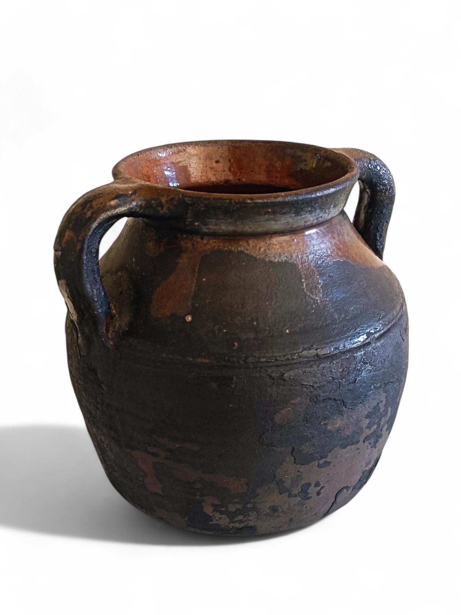 Rustic 19th Century Spanish Primitive Terracotta Cooking Olla With Fabulous Patina
