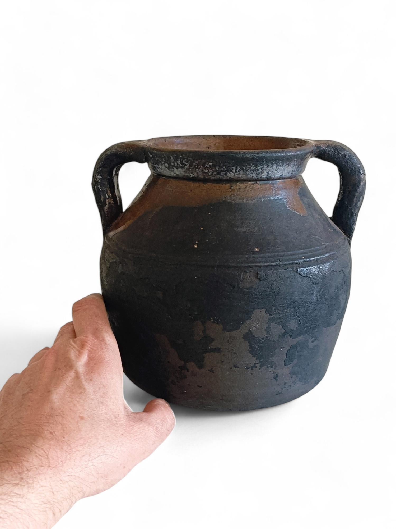 Late 19th Century 19th Century Spanish Primitive Terracotta Cooking Olla With Fabulous Patina
