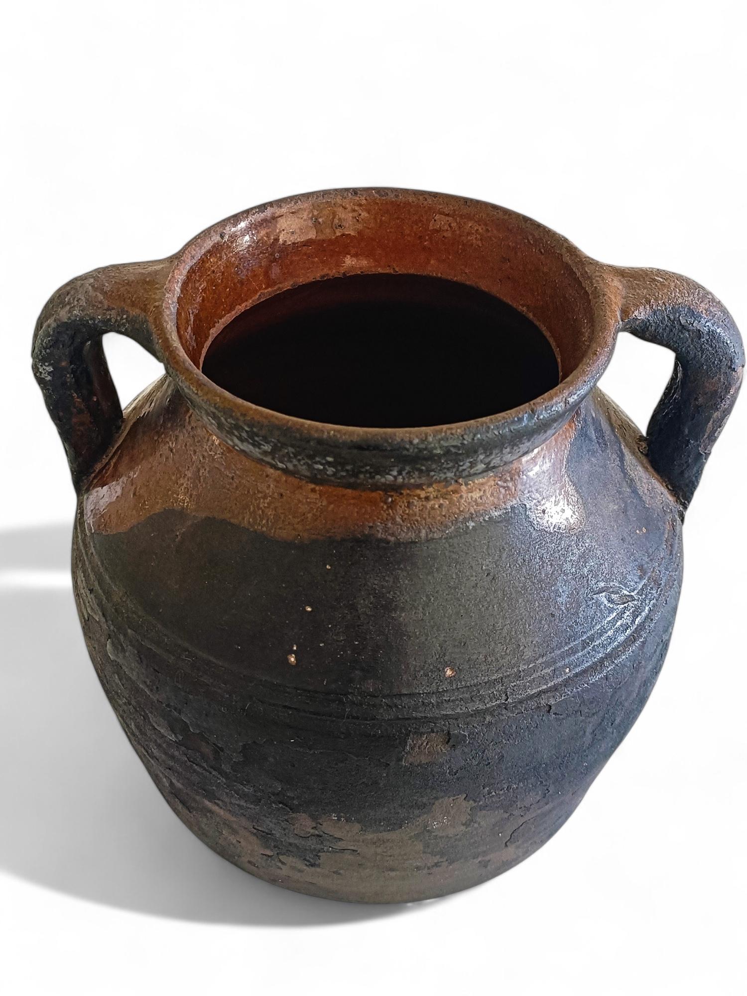Ceramic 19th Century Spanish Primitive Terracotta Cooking Olla With Fabulous Patina