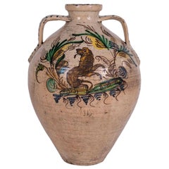 19th Century Spanish Puente del Arzobispo Glazed Ceramic Jar