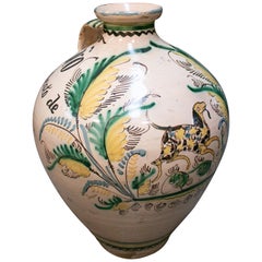 1916s Spanish Puente del Arzobispo Glazed Ceramic Vase