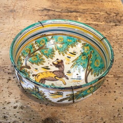 19th Century Spanish "Puente del Arzobispo" Painted Glazed Terracotta Bowl