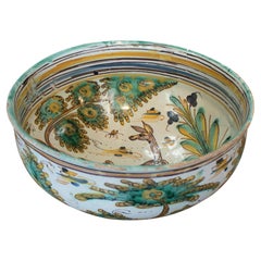 19th Century Spanish "Puente del Arzobispo" Painted Glazed Terracotta Bowl