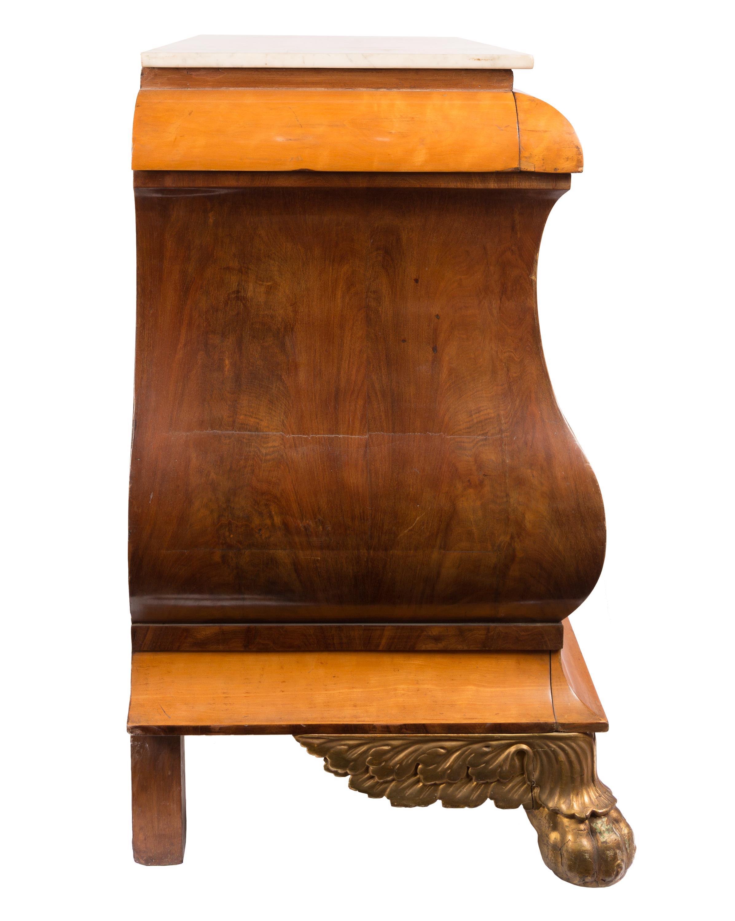 Empire 19th Century Spanish Regency / Isabelina Mallorquín Commode, Marquetry Inlay For Sale
