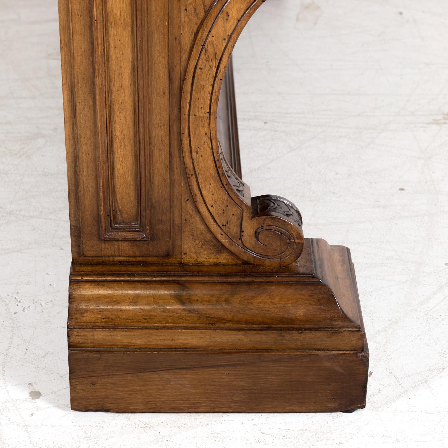 19th Century, Spanish Renaissance Style Carved Walnut Wall Console with Drawers For Sale 13