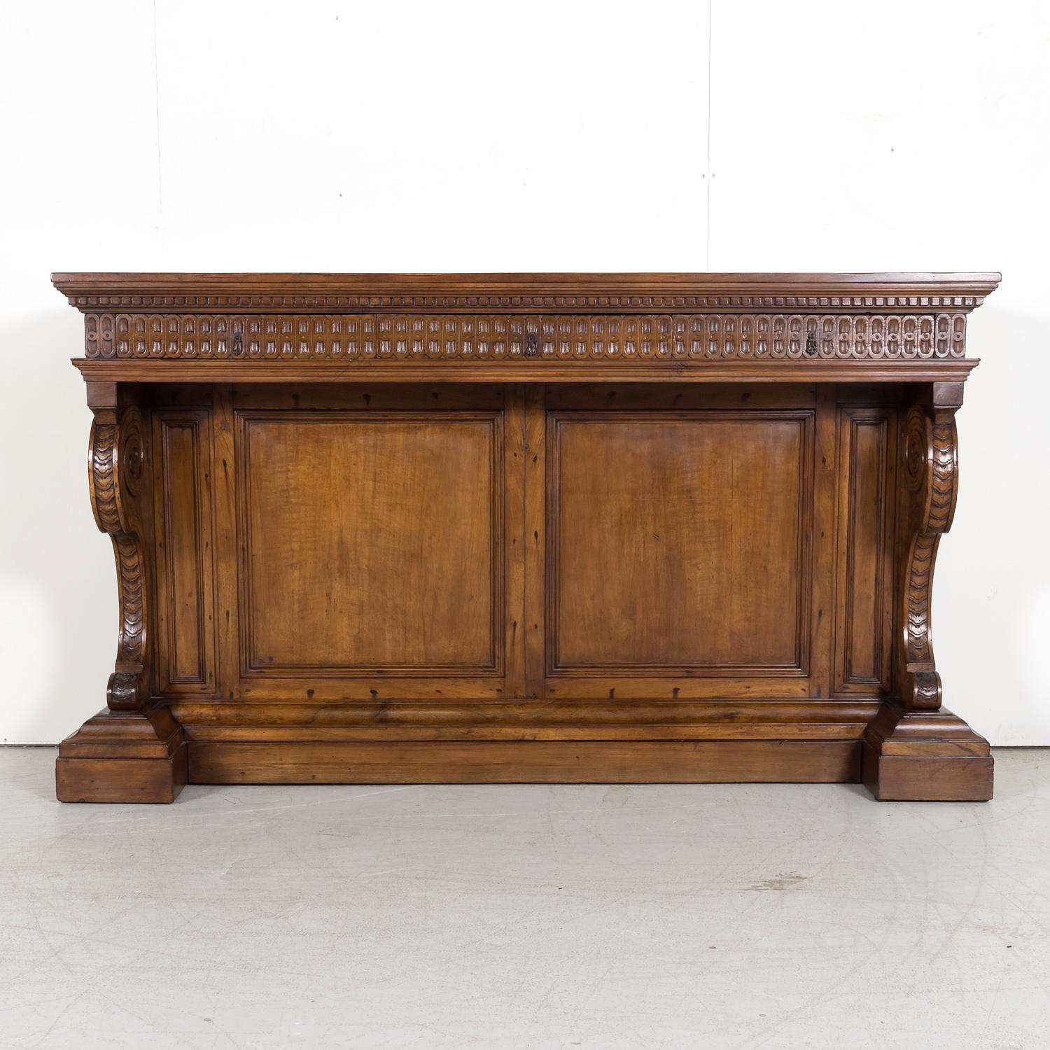 19th Century, Spanish Renaissance Style Carved Walnut Wall Console with Drawers In Good Condition For Sale In Birmingham, AL