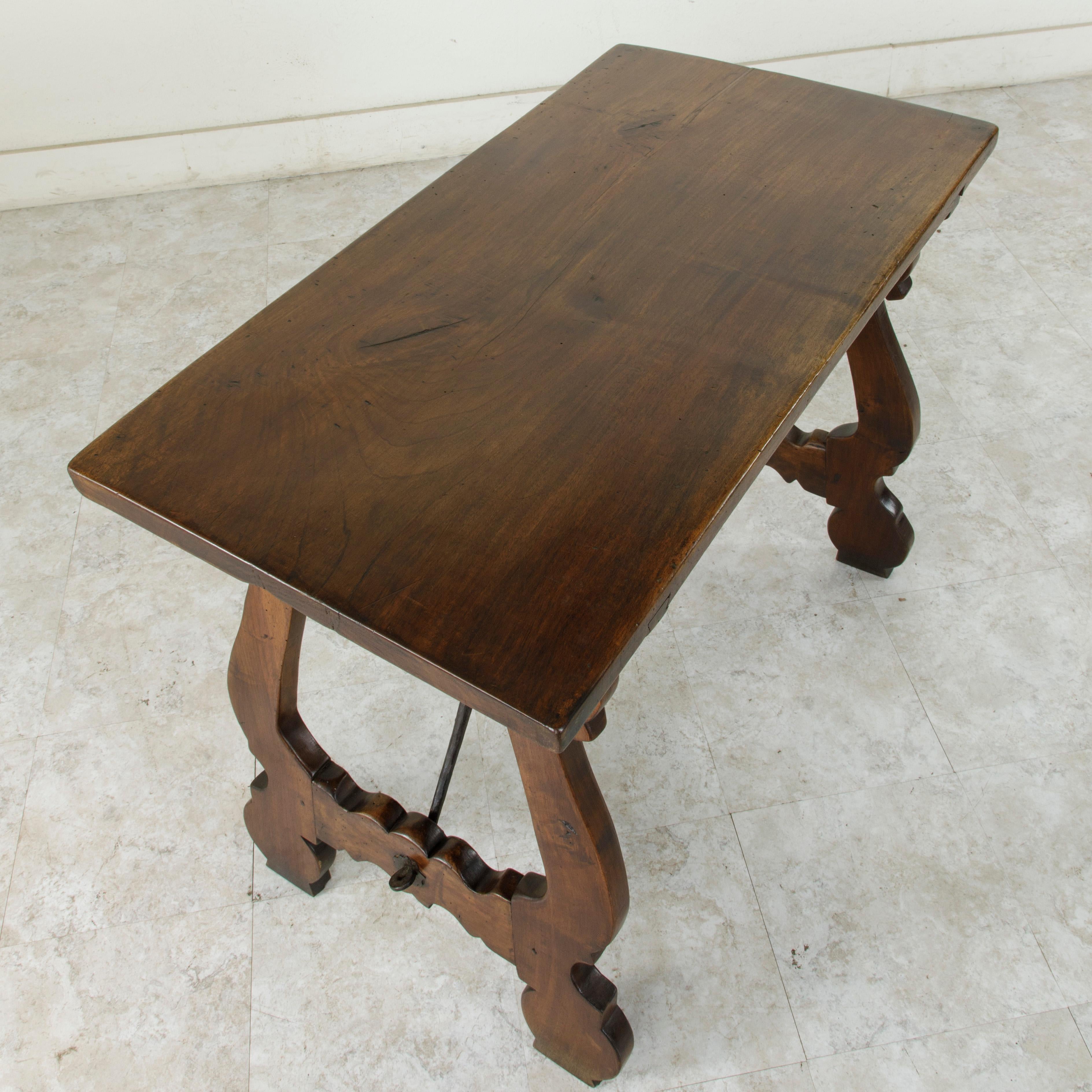 19th Century Spanish Renaissance Style Walnut Console Writing Table with Iron 3