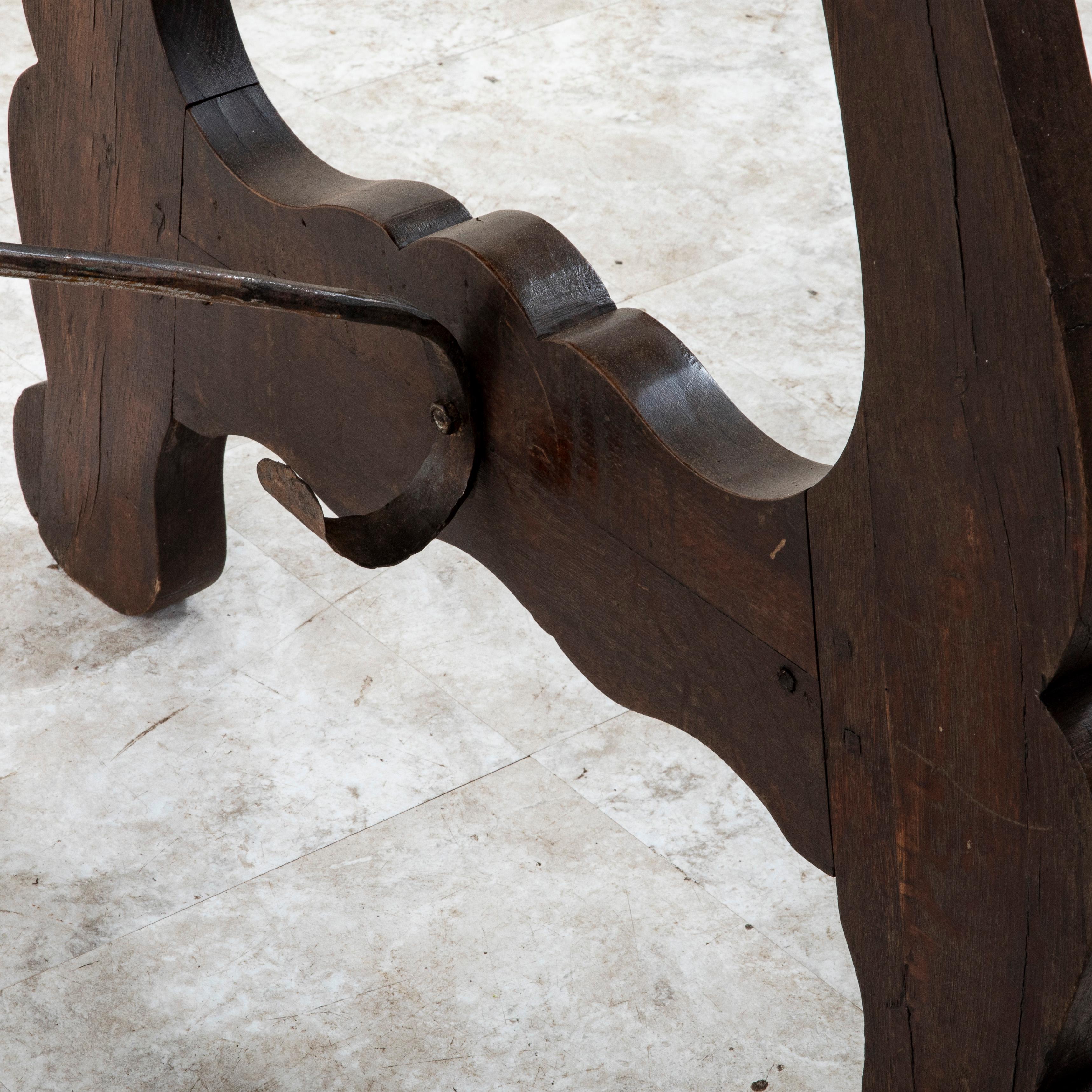 19th Century Spanish Renaissance Style Walnut Writing Table with Iron Stretcher For Sale 9