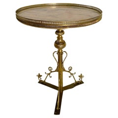 19th Century Spanish Rosa Marble and Brass Side Table