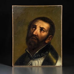 19th Century Spanish School Portrait of Saint Francis Xavier - Oil on Canvas