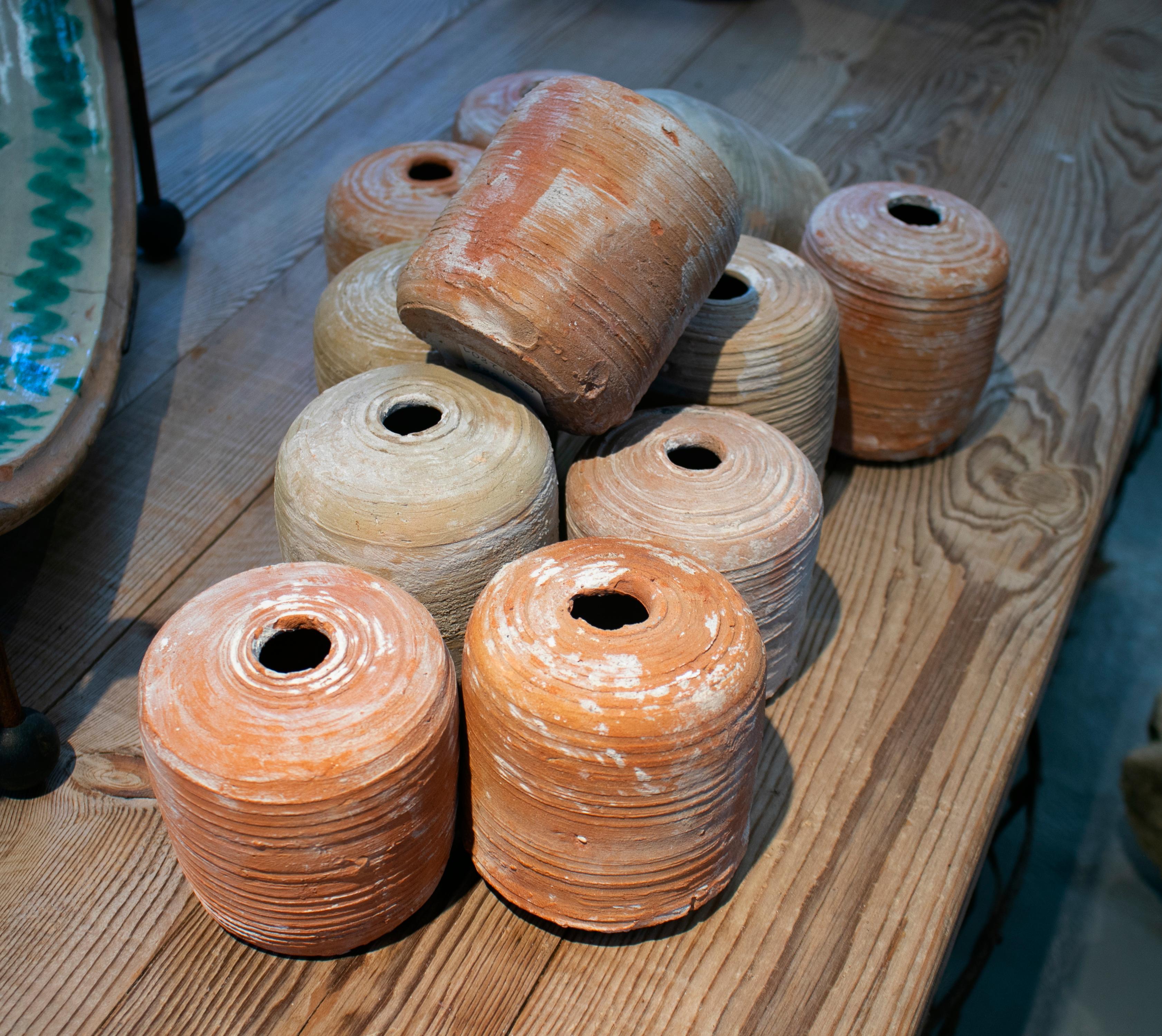19th Century Spanish Set of 11 Antique Terracotta Ceramic Vases In Good Condition In Marbella, ES