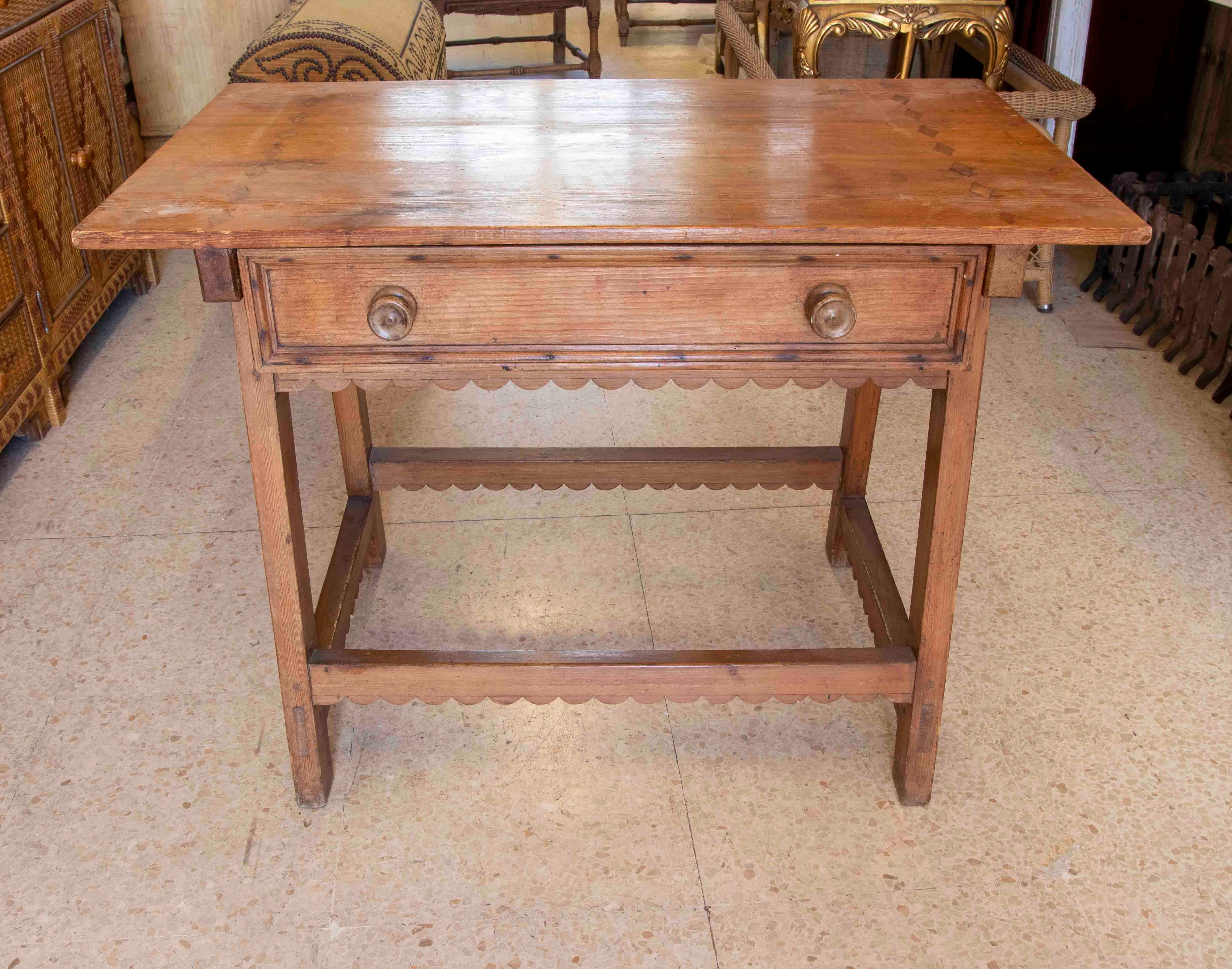Wood 19th Century Spanish Side Table with Drawers  For Sale