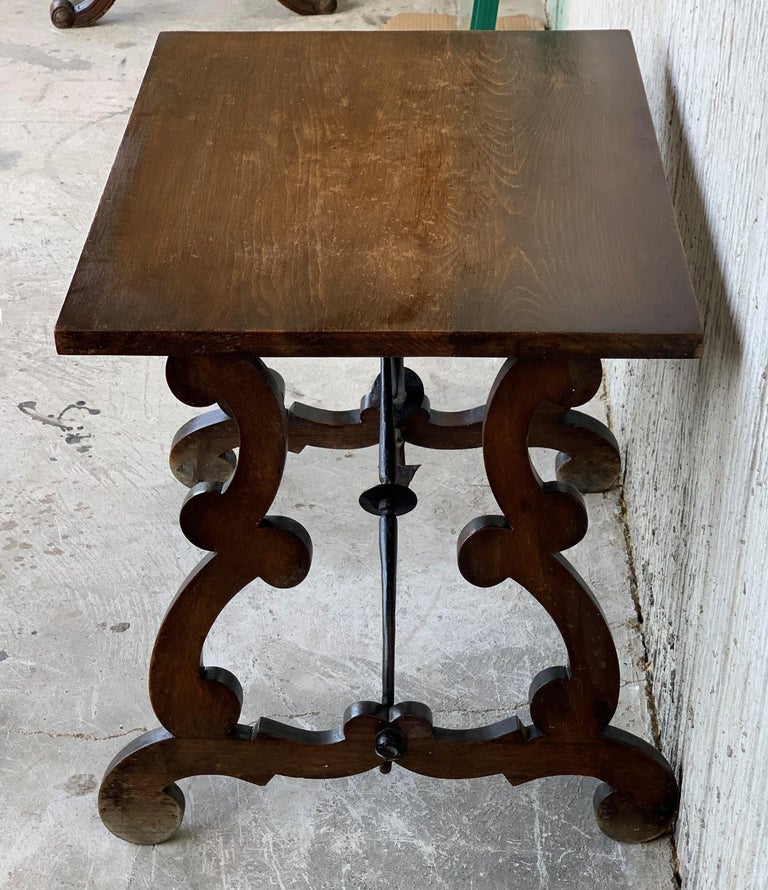 19th Century Spanish Side Table with Hand Carved Lyre Leg and Iron Stretcher at 1stDibs | side ...