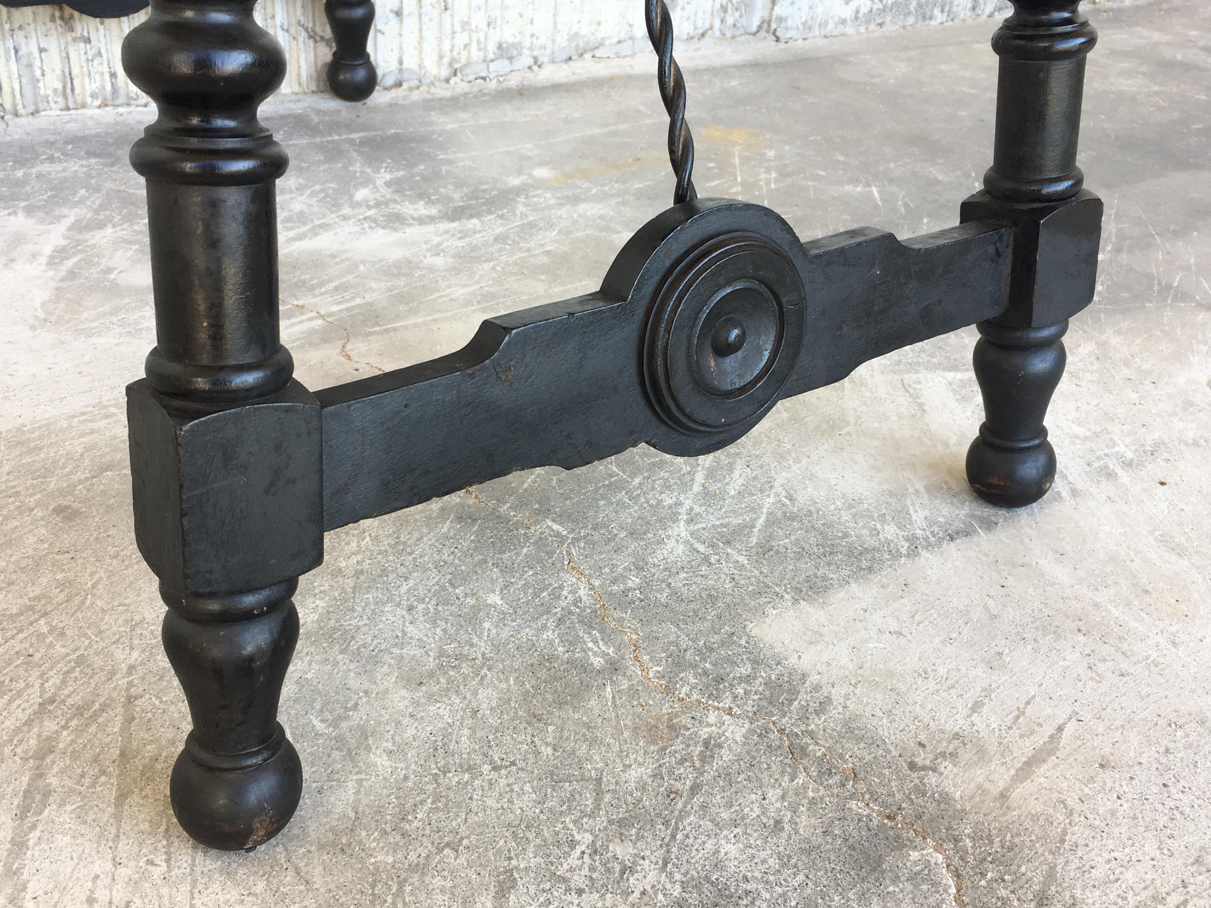 19th Century Spanish Side Table with Iron Stretcher, End Table 7