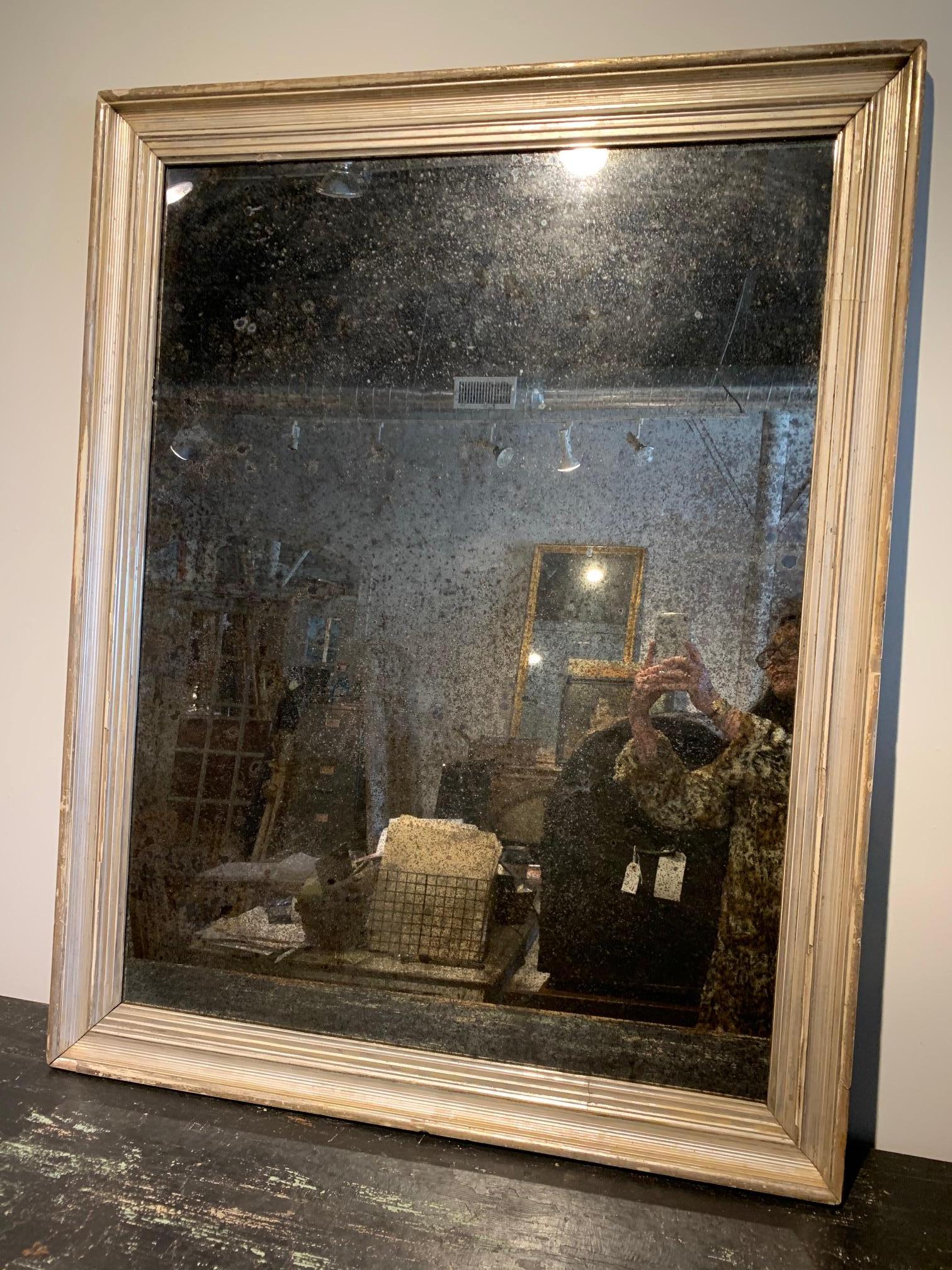 19th Century Spanish Silver Giltwood Frame, Mirror In Good Condition In Atlanta, GA