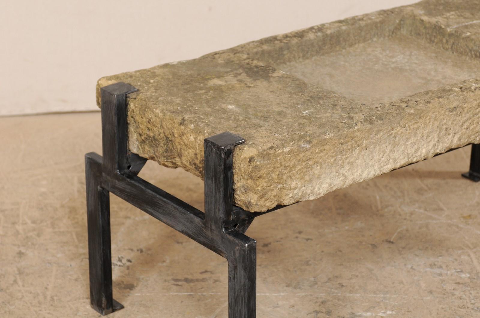 19th Century Spanish Stone Trough Top Coffee Table In Good Condition In Atlanta, GA