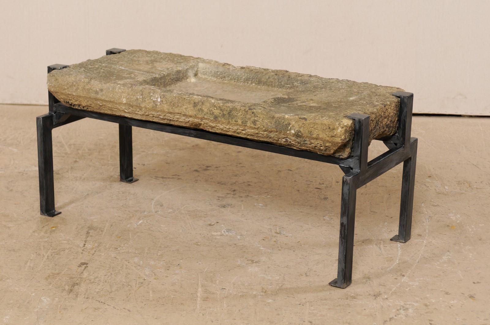 19th Century Spanish Stone Trough Top Coffee Table 1