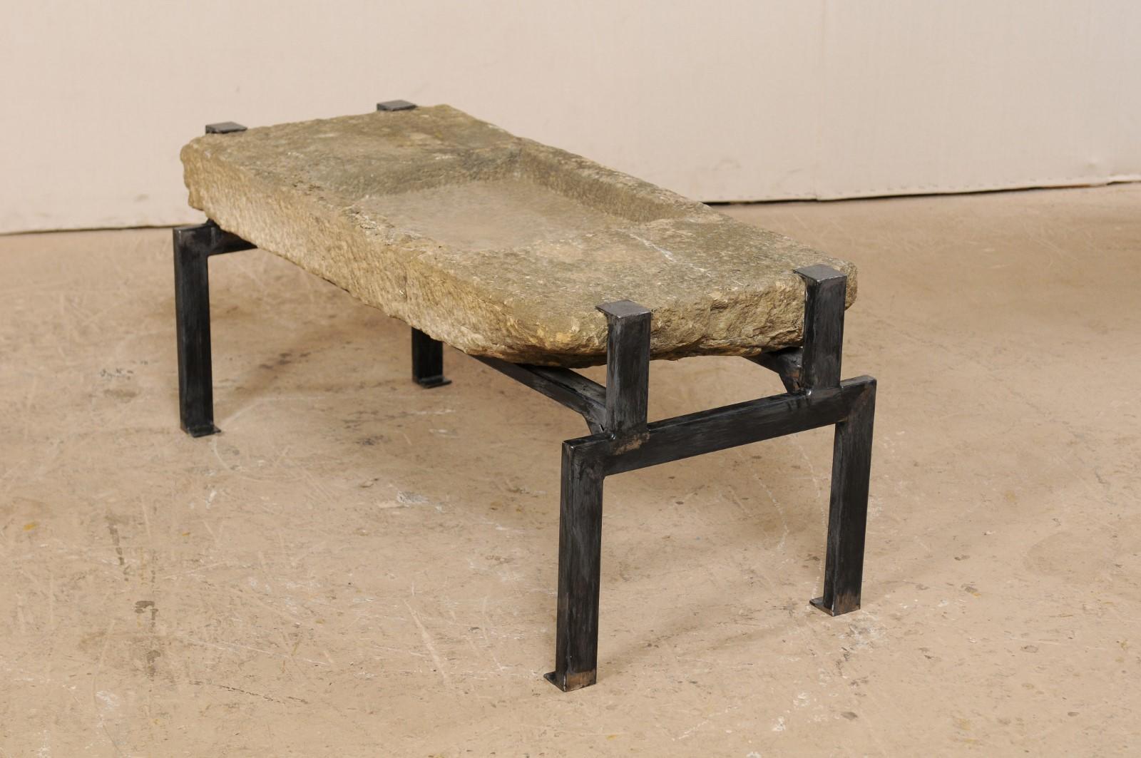 19th Century Spanish Stone Trough Top Coffee Table 3