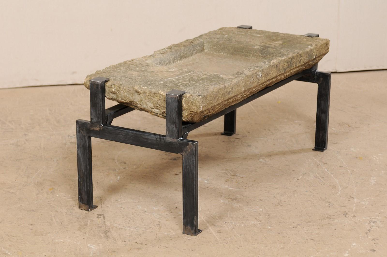 19th Century Spanish Stone Trough Top Coffee Table 4