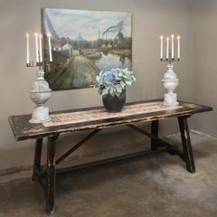 19th Century Spanish Table with Marble Tiles