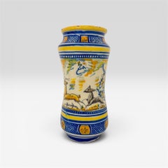 19th Century Spanish Talavera Albarello or Drug Jar