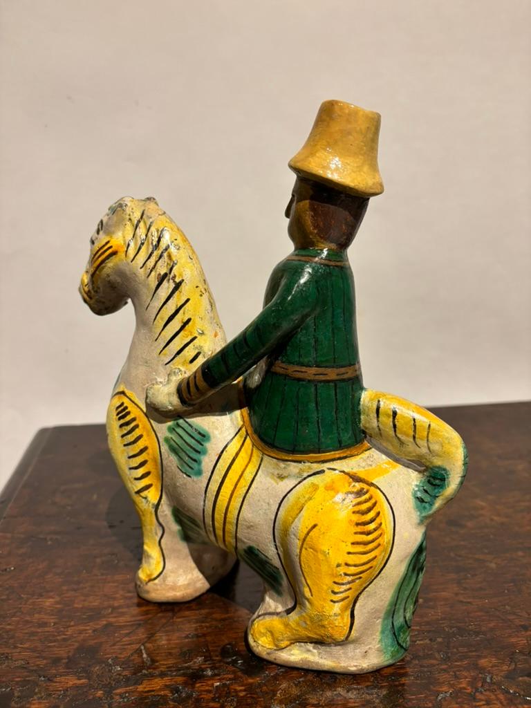 19th Century Spanish Talavera Glazed Ceramic Horse And Rider For Sale 6