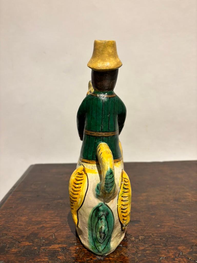 19th Century Spanish Talavera Glazed Ceramic Horse and Rider 19th Century Spanish Talavera Glazed Ceramic Horse and Rider