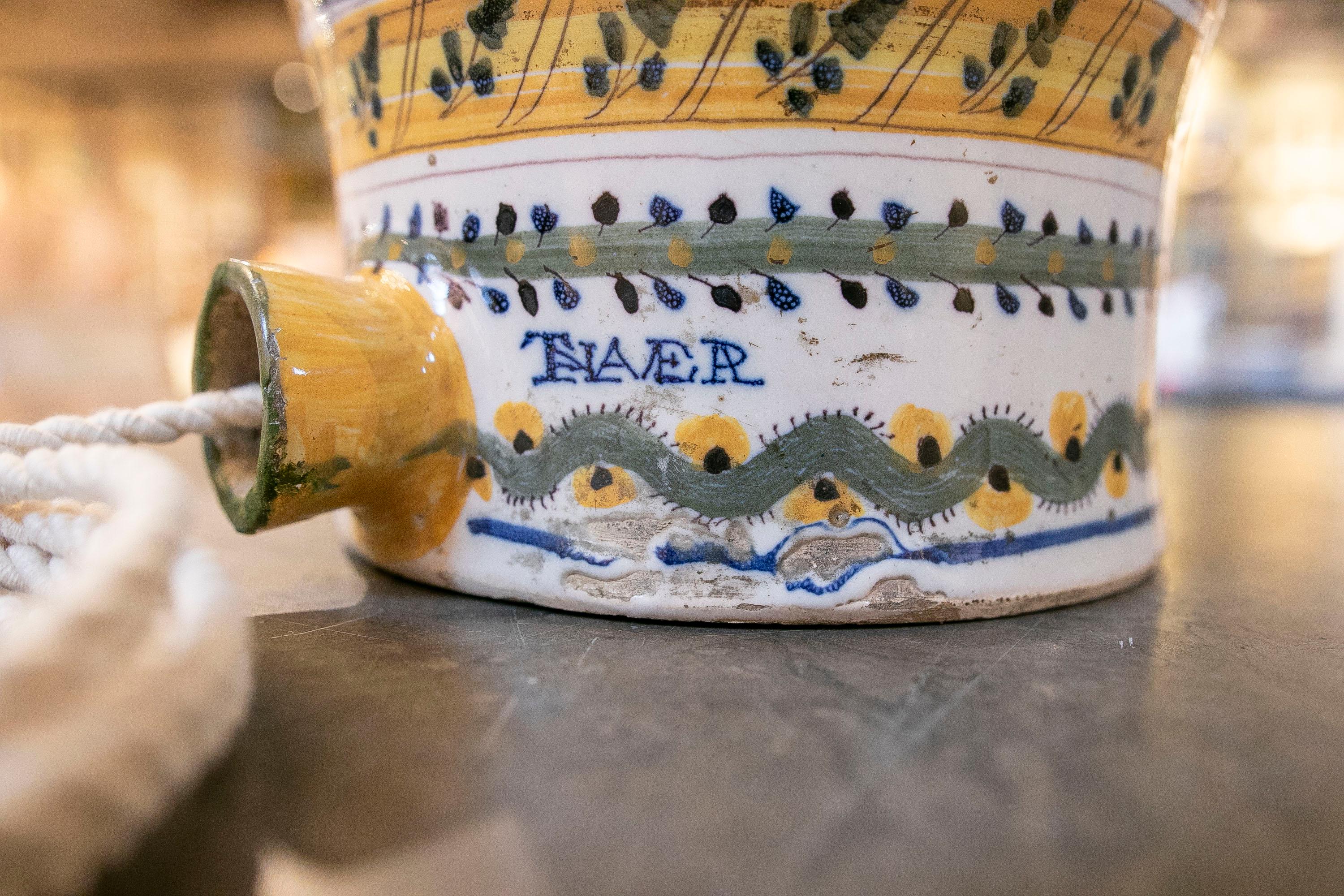XIXe siècle Poterie espagnole Talavera du 19ème siècle transformée en lampe de table en vente
